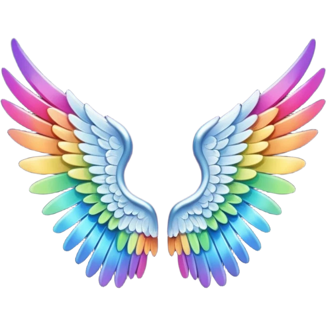 Tiny small mini left and right rainbow angel wings. emoji