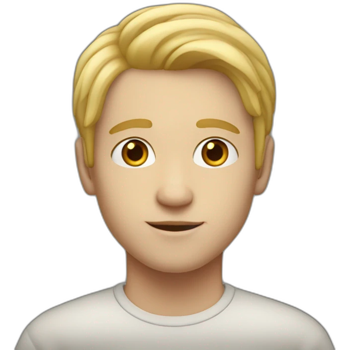 White 26 year old boy with middle parting blond hair emoji