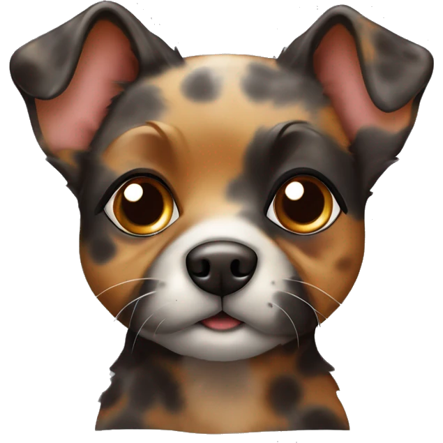 Tortoiseshell сoloured dog. Cute. Brown colour with grey dots emoji