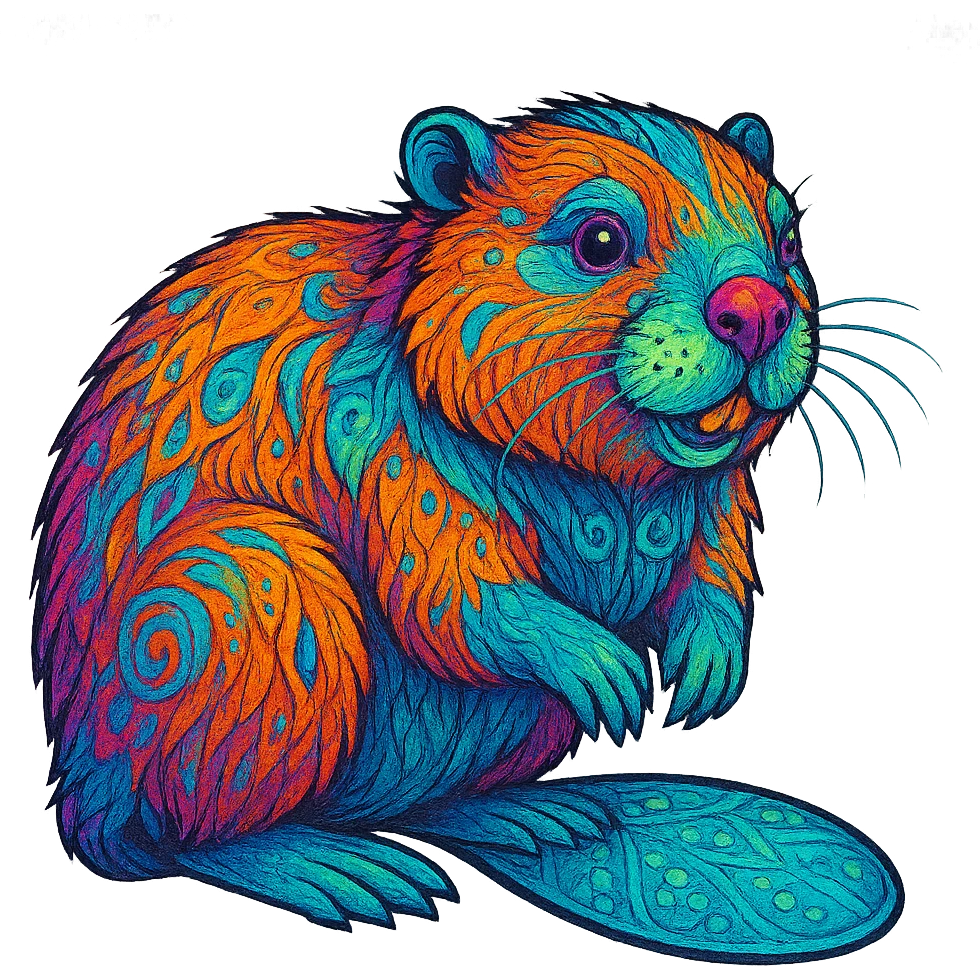exotic beaver with bright colors and unique details, transparent background emoji