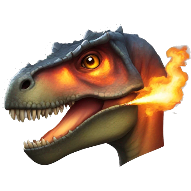 Fire-breathing tyrannosaurus face emoji