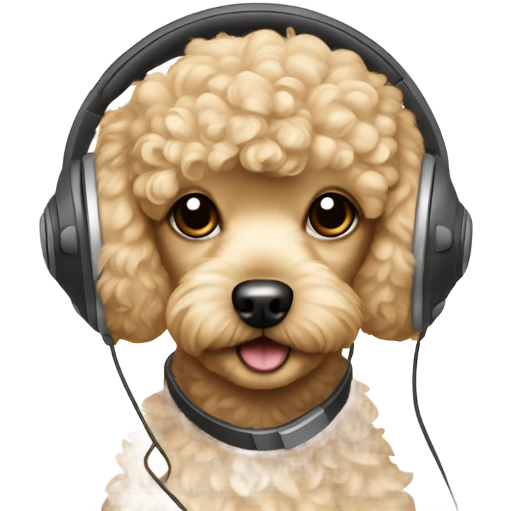 Blonde toy poodle with headphones on emoji