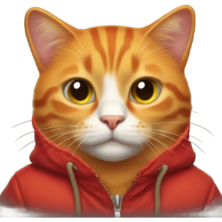 Orange cat with a red jacket emoji