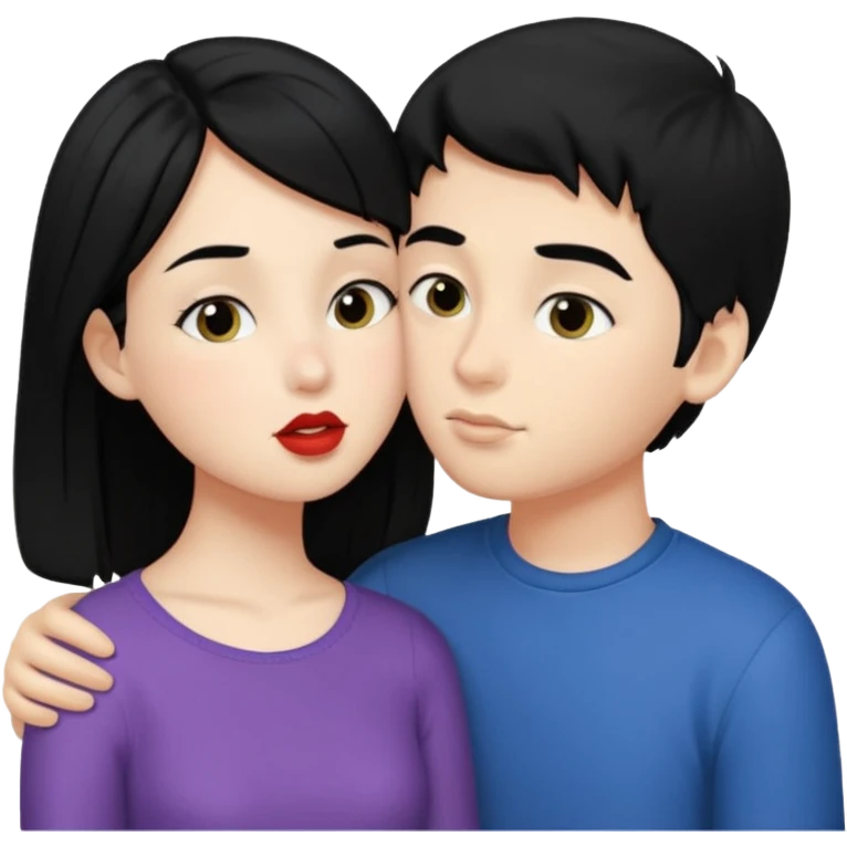 kiss a girl and boy from black hair  emoji