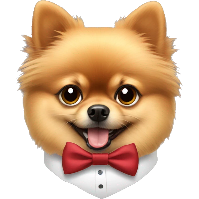 Mean Pomeranian in a bow tie emoji