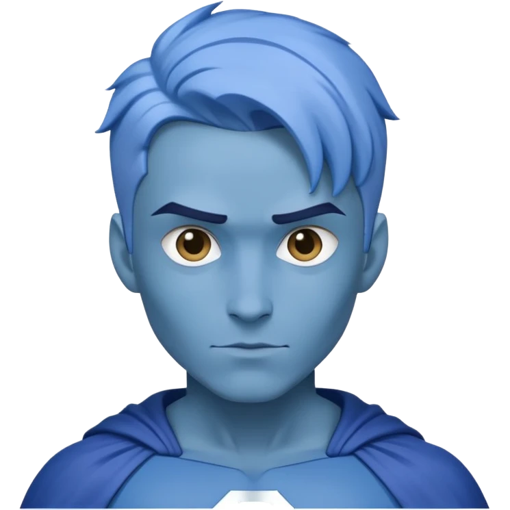 Super hero with blue clothes with no mask or cape and blue hair emoji