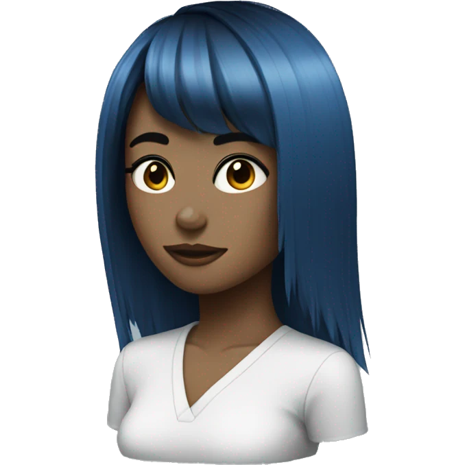 Blue bangs with black hair girl emoji