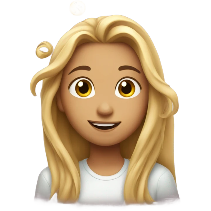 smiling girl with long hair blowing kisses emoji