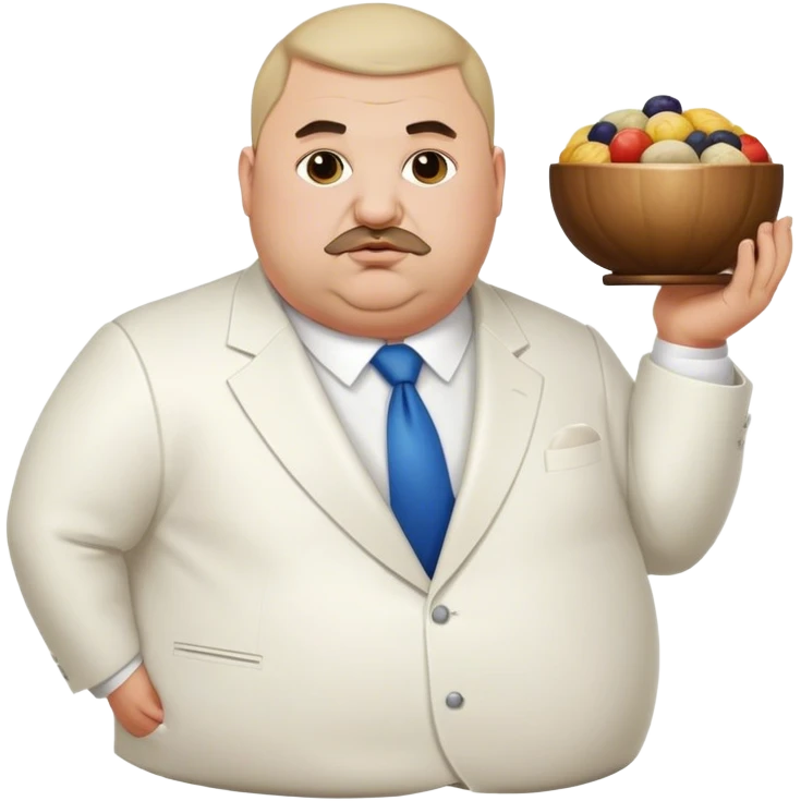Fat Armenian oligarch with bowlcut wearing white suit emoji