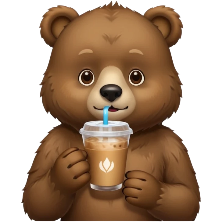 Bear drinking iced coffe emoji