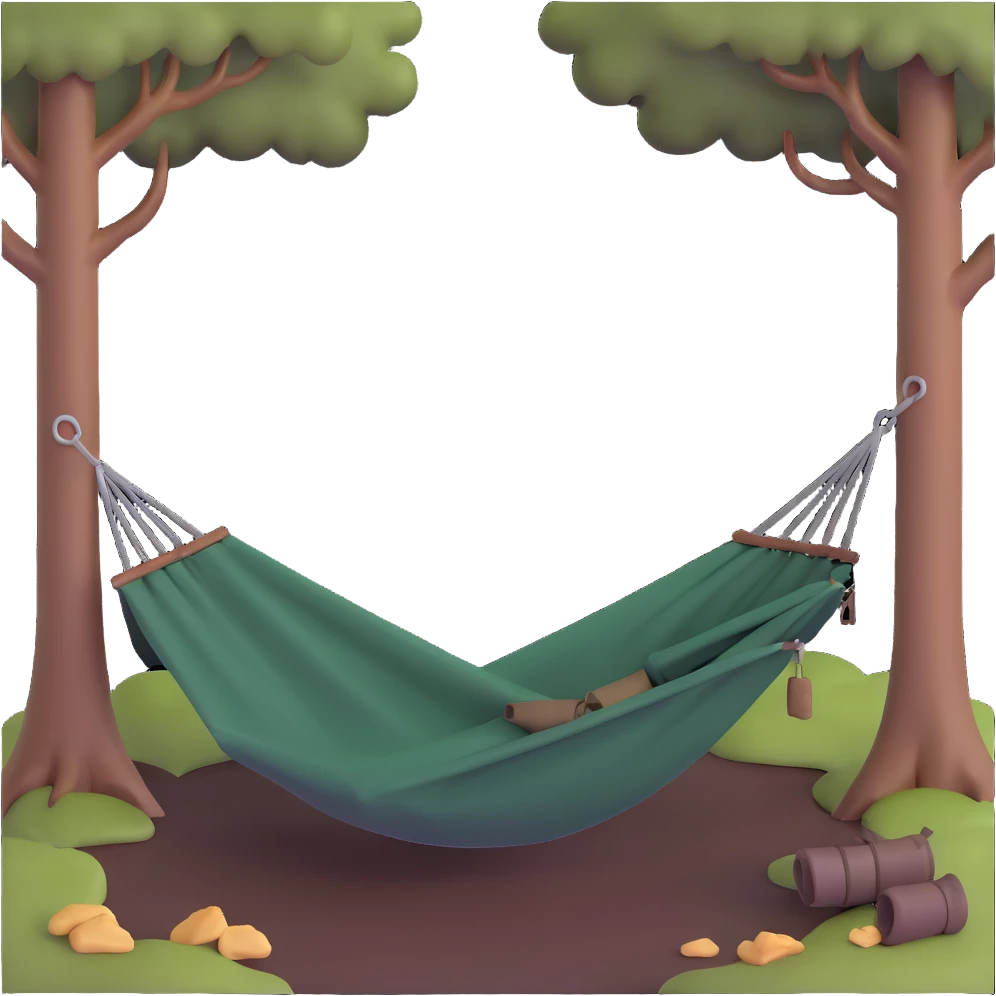 bushcraft hammock with tarp in forest emoji