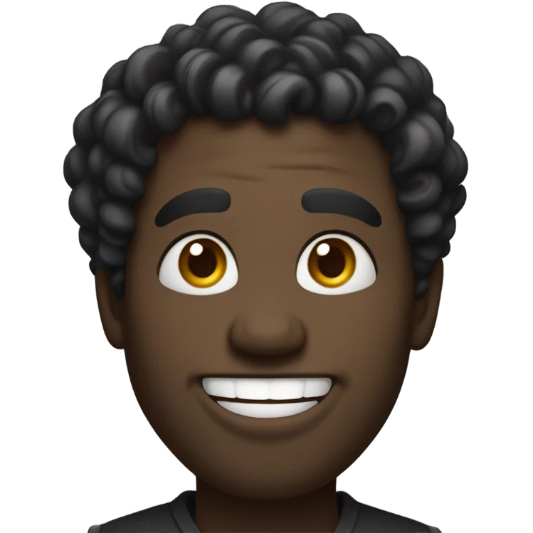 black man with tight curls smiling scarily emoji