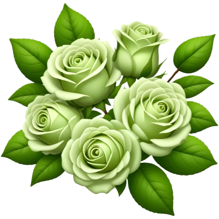 big bouquet Soft Green Tea Rose flower and bud, luxuriant, leaf, bud emoji