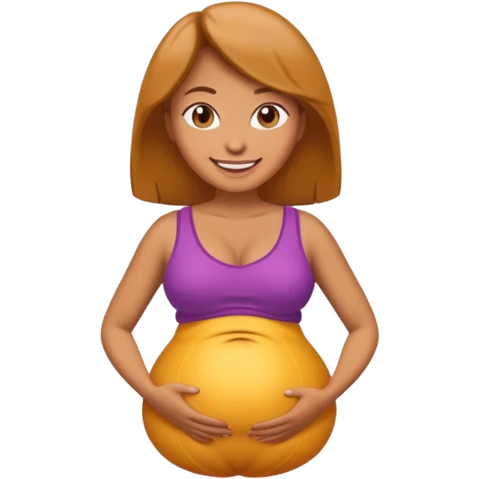  tan skin woman with inflated belly emoji