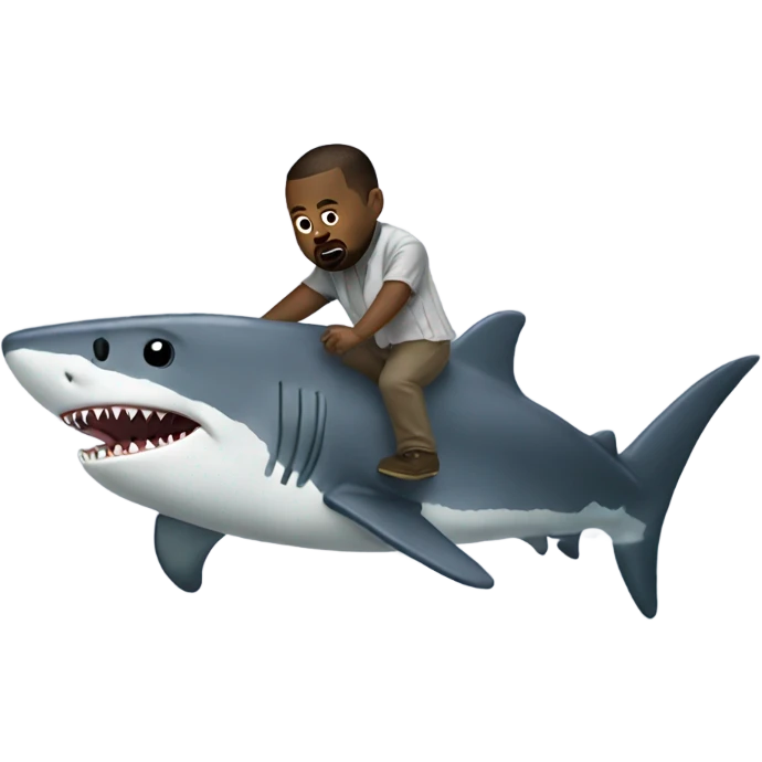 Kanye West riding a Shark emoji
