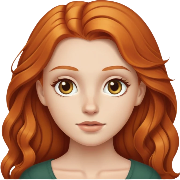 White girl, hazel eyes, long ginger hair emoji