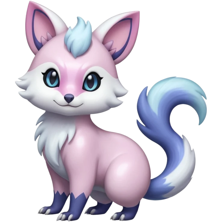 Shiny Iridescent Pale Pastel Whitish Bright Furret-Absol-Noibat-Hybrid (Full body) emoji
