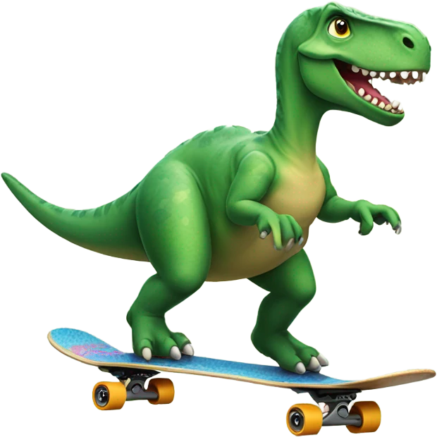 Dinosaur on a skateboard emoji