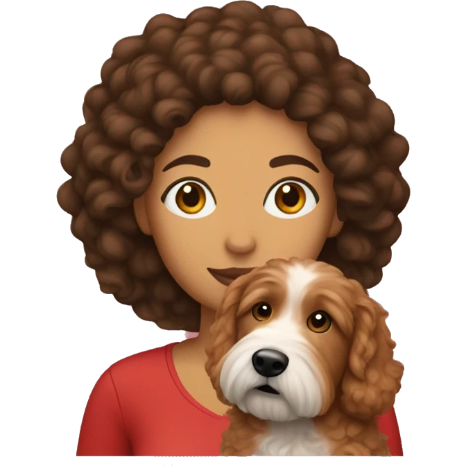 Hispanic woman with a red goldendoodle emoji