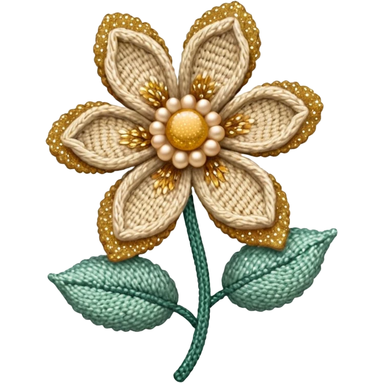 Knit flower with beige glittery design emoji