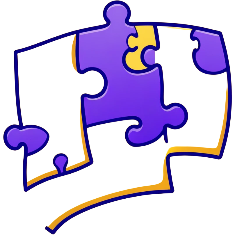 two purple puzzle pieces floating in the air emoji