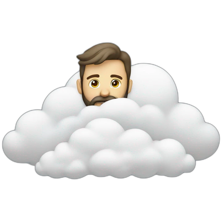 a man with a beard and a big cloud in front of his face emoji