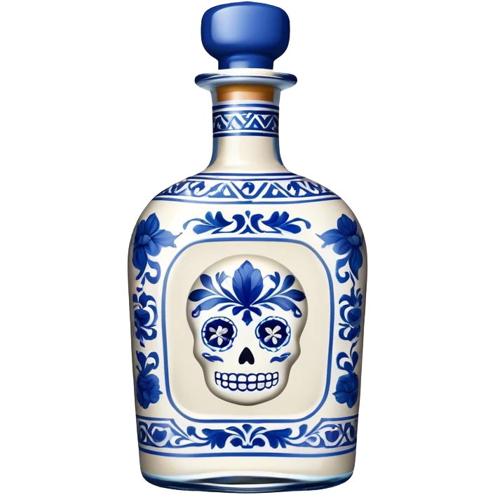 blue and white porcelain tequila bottle emoji