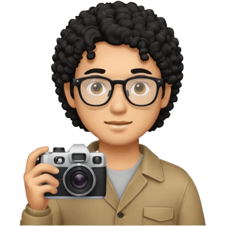 guy with black curly hair, holding camera, wearing glasses



















 emoji