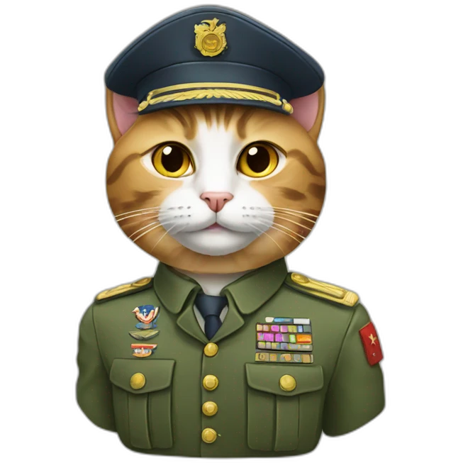 cat in military uniform on keyboard emoji