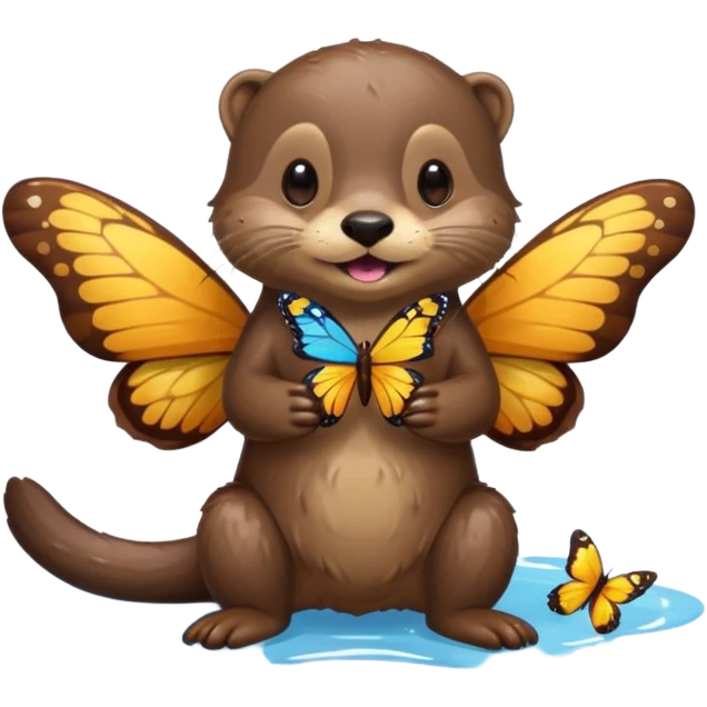 otter eating a butterfly emoji