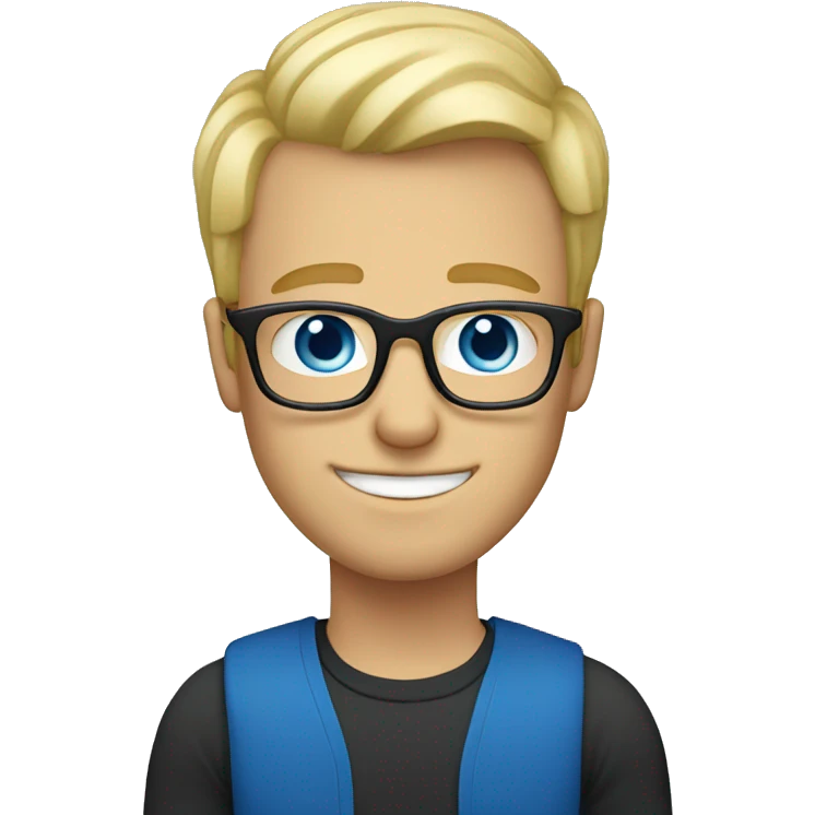 Blond White guy with blue eyes and glasses emoji