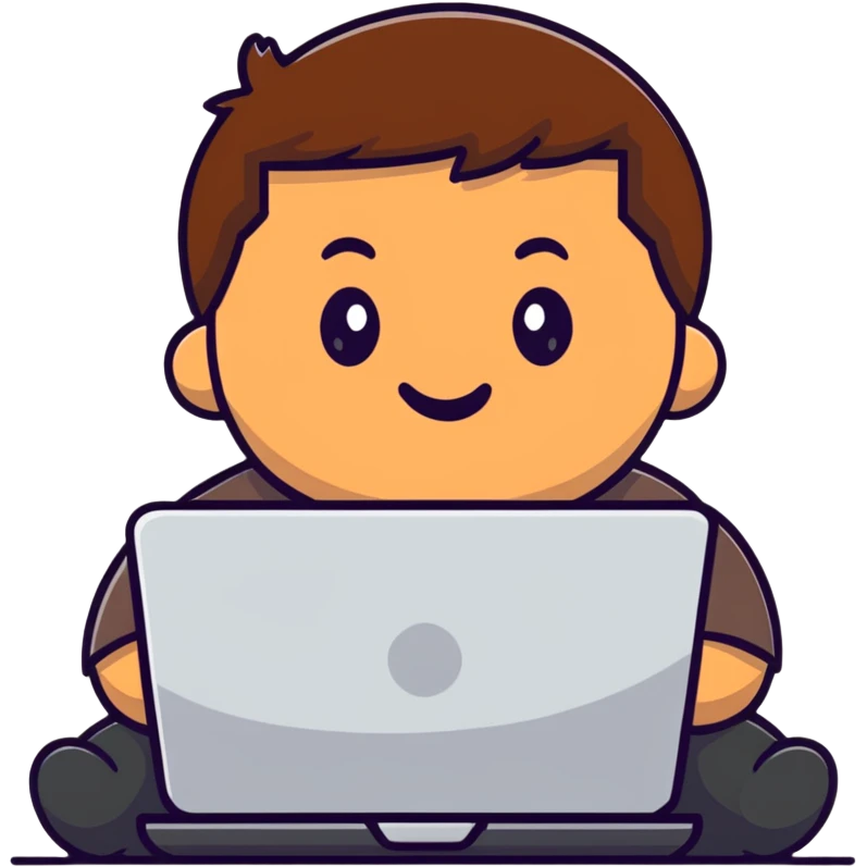 fat brown kid with brown hair using laptop emoji