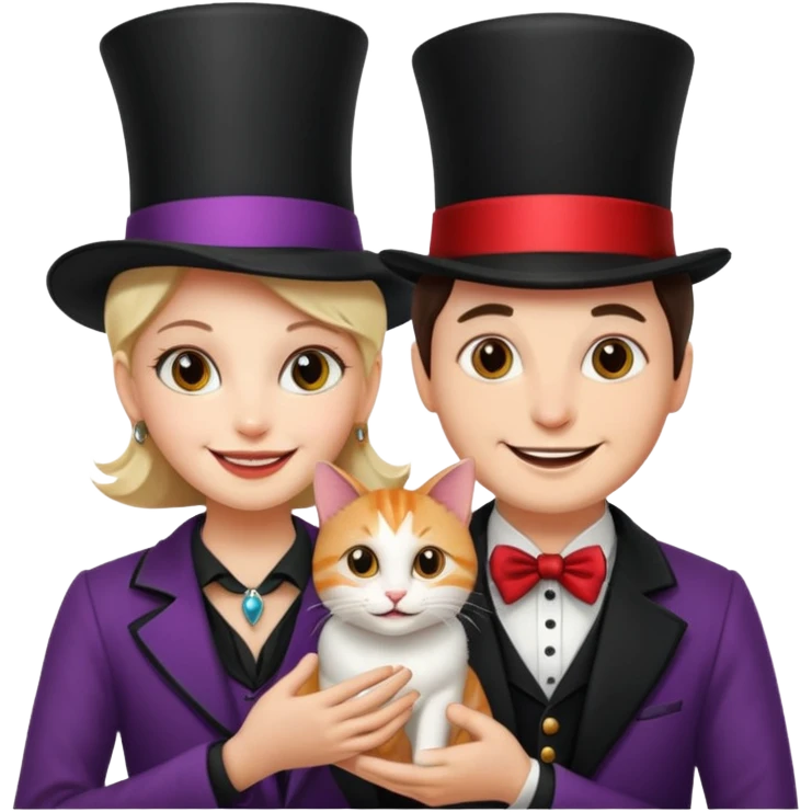 magician couple and their pet cat emoji
