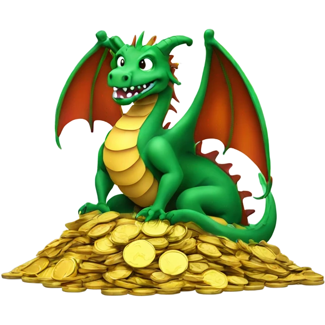 dragon sitting on a pile of coins emoji