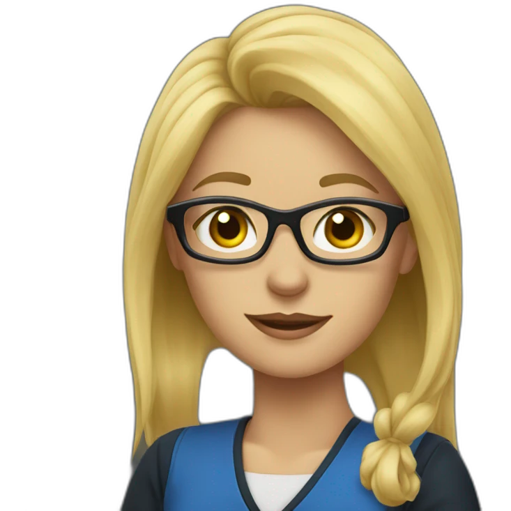 Teacher blonde hair with glasses and poining blackboard emoji