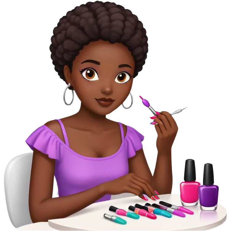 Black girl getting nails done emoji