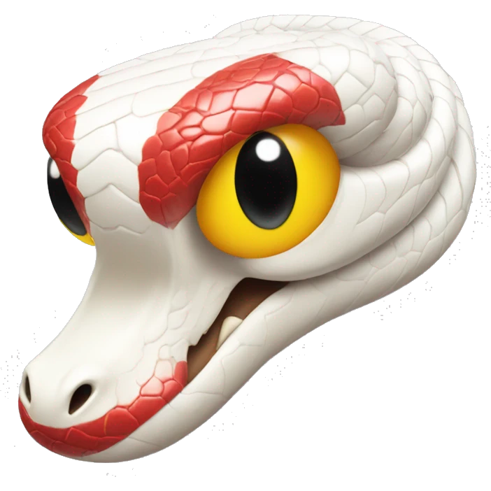 White and yellow snake with red eyes emoji