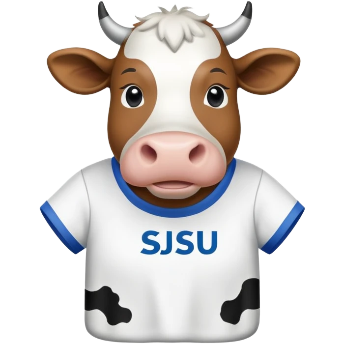 cow wearing a t-shirt that says SJSU emoji