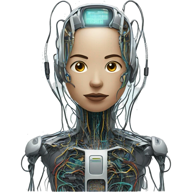 errored cyborg with wires and circuits  emoji