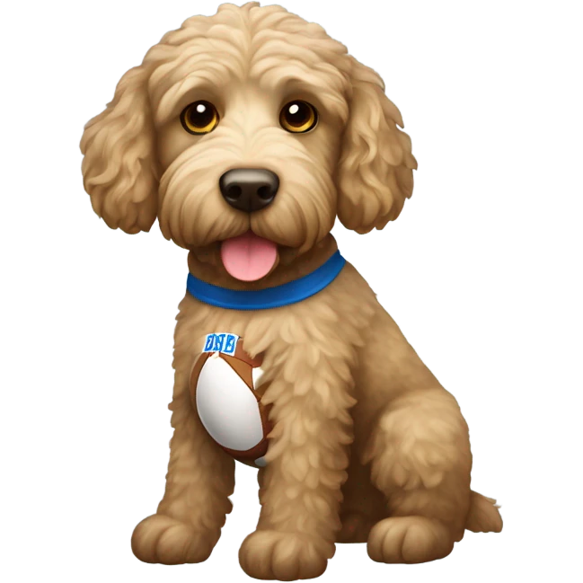Labradoodle wearing a football jersey emoji