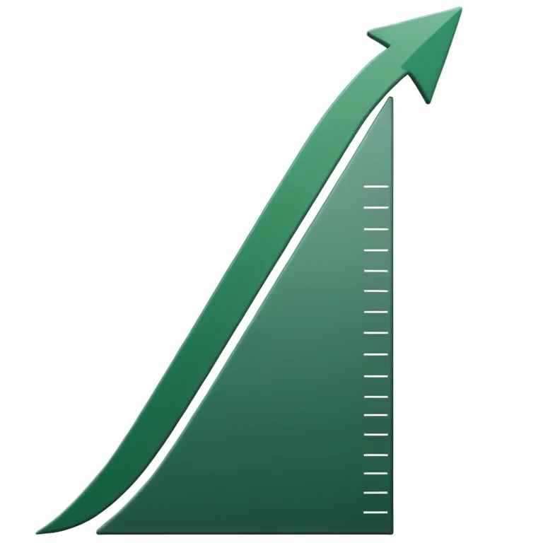 white growth chart with smooth dark green upward arrow, almost no steps, modern minimalist style emoji