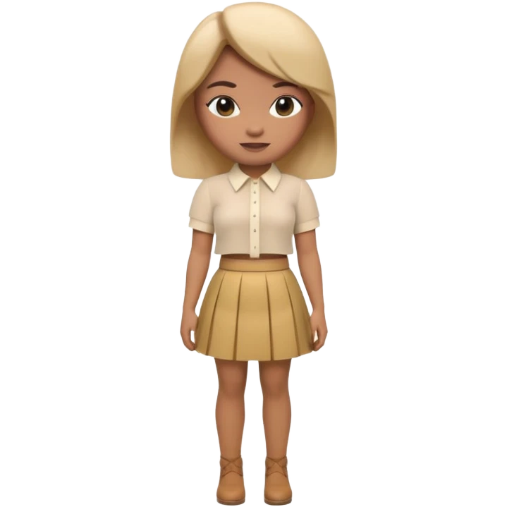 A 3D cartoon outfit with a blouse and skirt arranged together, clean background, natural light, realistic Memoji-style look. Negative : Characters. emoji