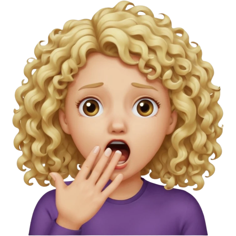 Emoji di ragazza bionda riccia che urla e mette una mano ben aperta in faccia davanti la bocca e gli occhi emoji