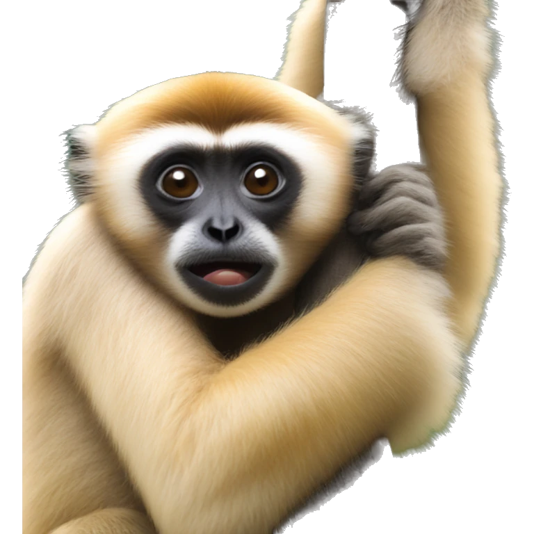 gibbon qui fait un calin a un sotalia emoji