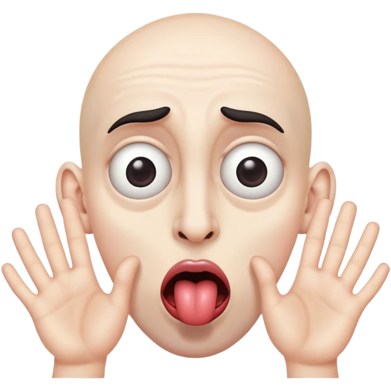 scary eyes, tongue out, big nose, hands under face emoji