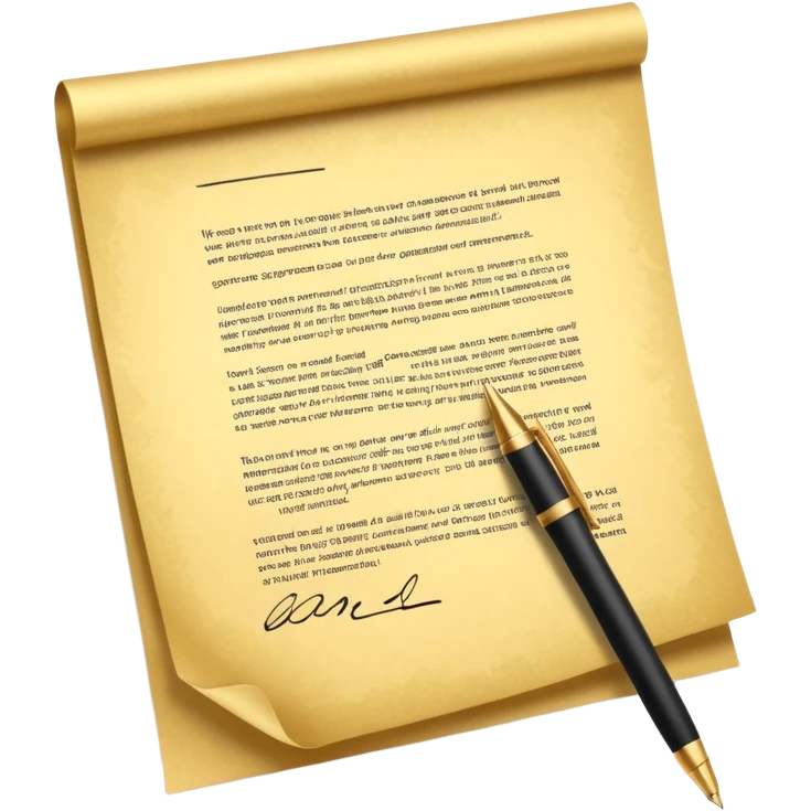 Professional guarantee contract golden paper signed emoji