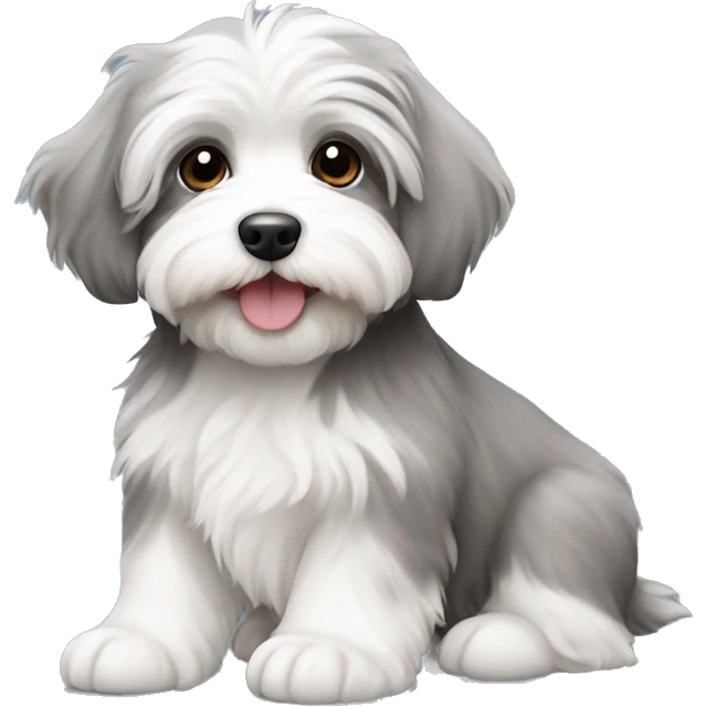 Grey and white havanese puppy emoji