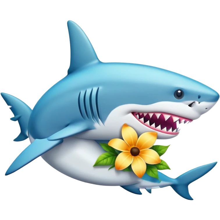 flower hugging shark emoji