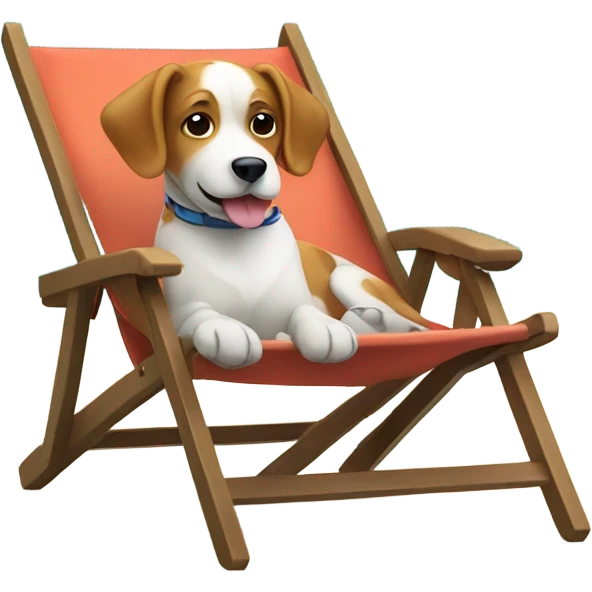 Dog laying on a beach chair on a beach emoji