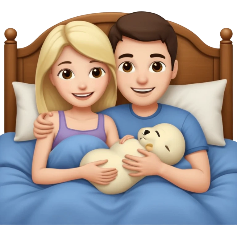 A couple cuddling in bed emoji